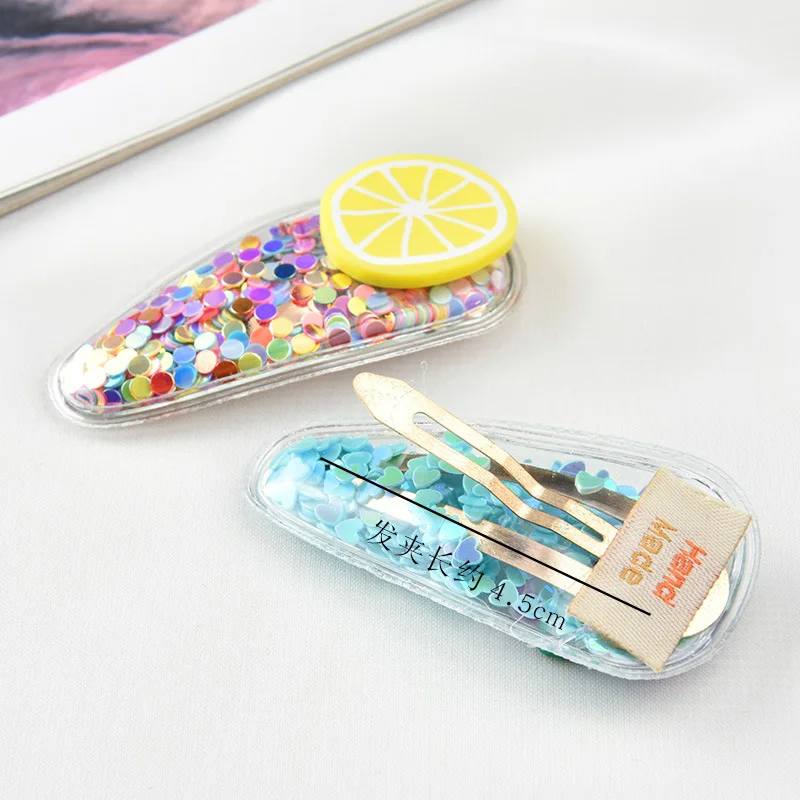Фруктовые заколки для волос девочек Новые прозрачные модные милые детские