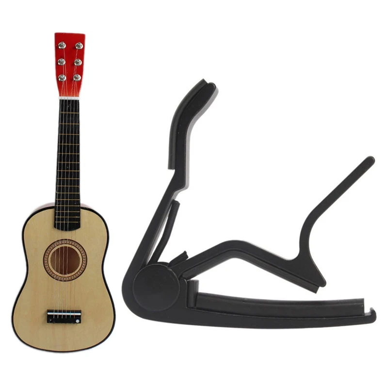 

1 Set 23Inch Guitar Mini Guitar Basswood Kid'S Musical Toy Acoustic Stringed Instrument with Plectrum 1St String Natural Color &