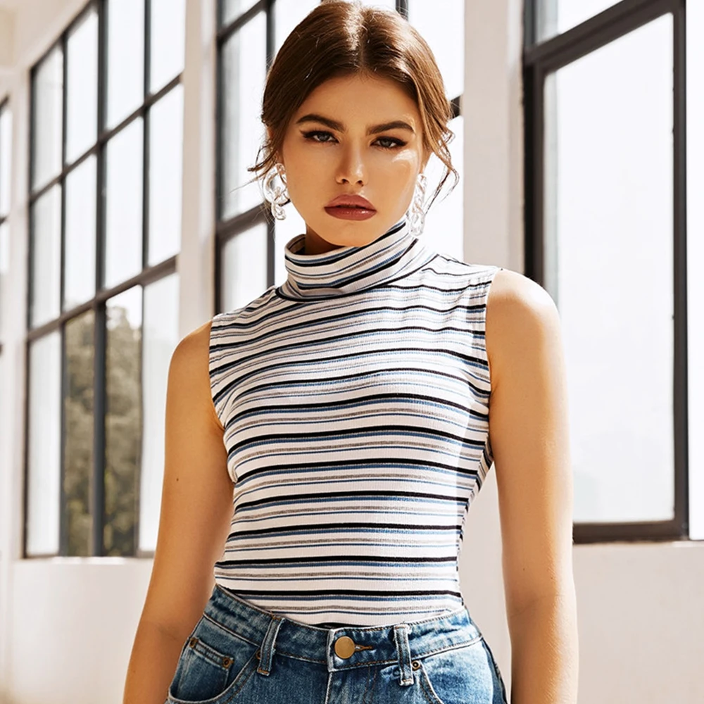 Sexy sleeveless stripe woman tshirts Summer Casual corset crop top t shirt women office club party tank e girl clothes tops | Женская
