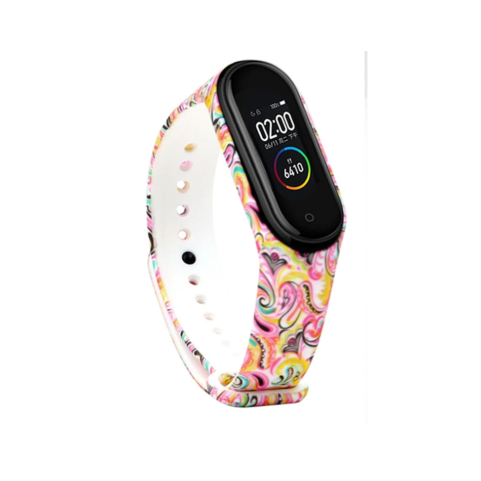 7 Mi band 4 Браслет замена для силиконового ремешка печать на запястье для xiaomi mi band 4 двойной цвет mi 3 mi 4 мягкие ремни - Цвет: 7
