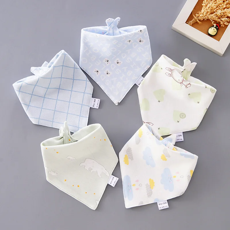 

5 Piece/lot Neat Solution Cotton Baby Bibs Triangle Scarf Cute Colorful Super Absorbent Child Babador Dribble Bibs