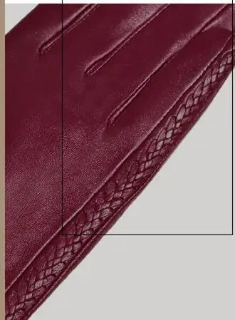 Burgundy GSG женские перчатки средней длины из натуральной кожи с трикотажной подкладкой, Женские ветрозащитные теплые зимние перчатки из овчины, цветные модные варежки - Цвет: Burgundy
