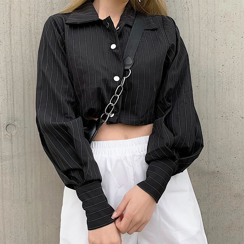 Женский Повседневный костюм в полоску черная футболка Корейском стиле с