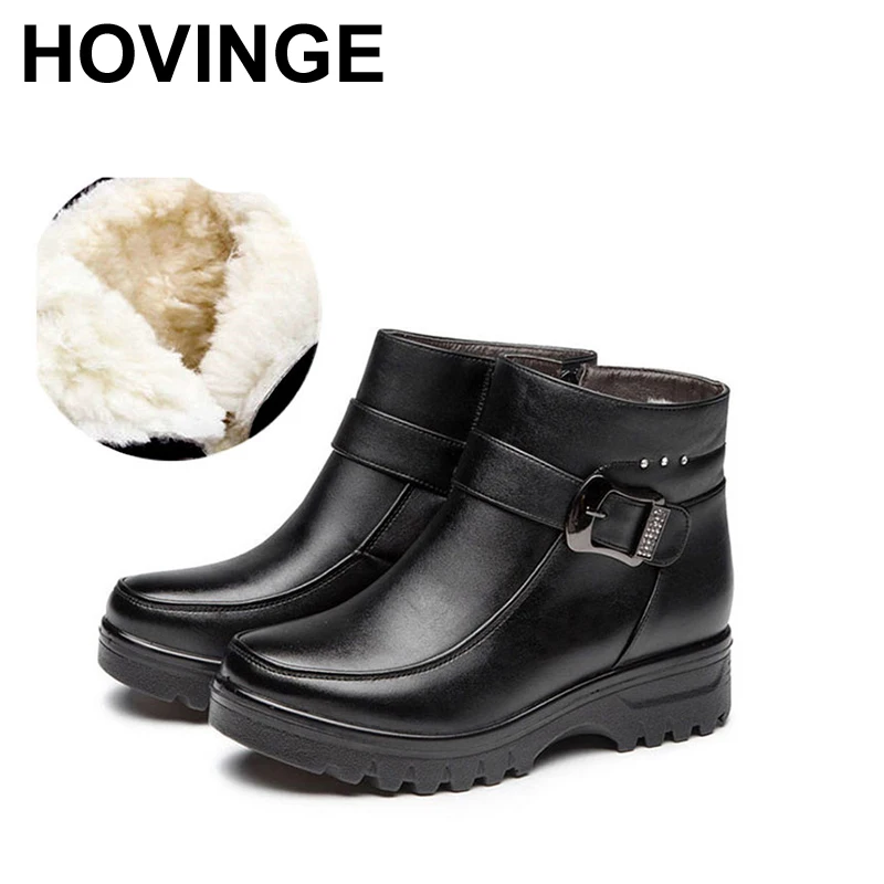HOVINGE зимние сапоги новые модные из натуральной кожи Женские ботинки высокого