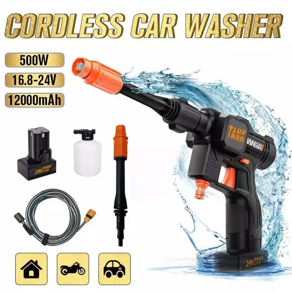 

12000mAh Cordless High Pressure Washer Spray Water Gun Car Wash Pressure Water Nozzle Cleaning Machine for Makitas 24V Battery