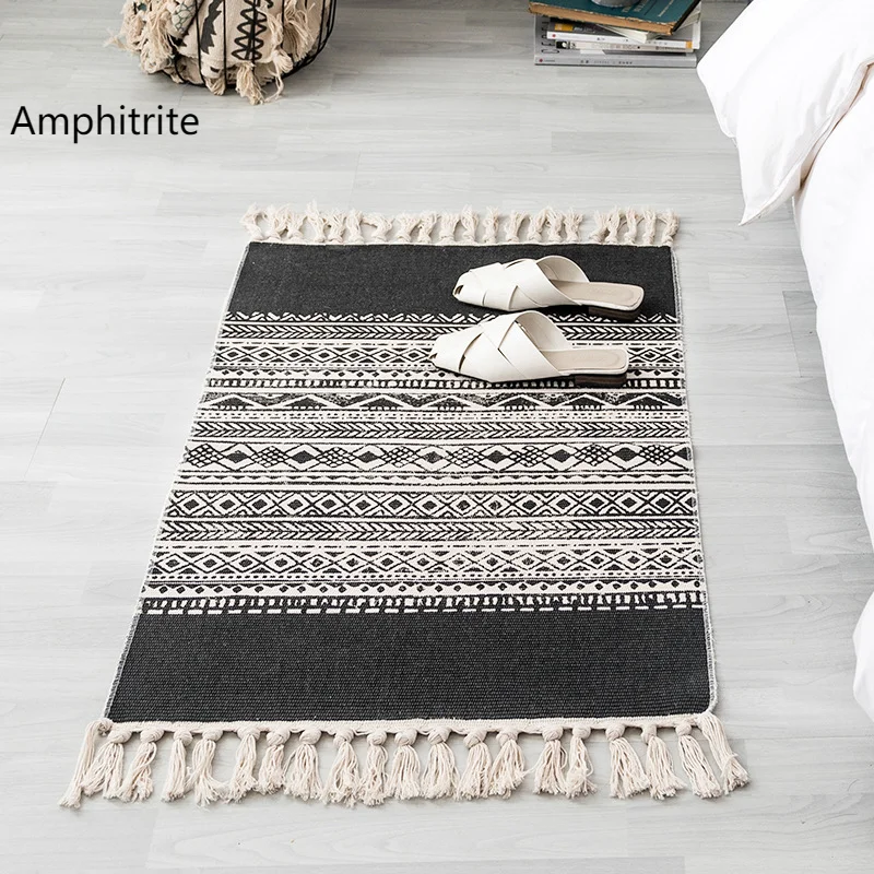 

Back Rectangle Luxury Rug Simple Impression Cotton Anti-skid Linen Carpet From The Door Area To The Fourth Living Room Coffee