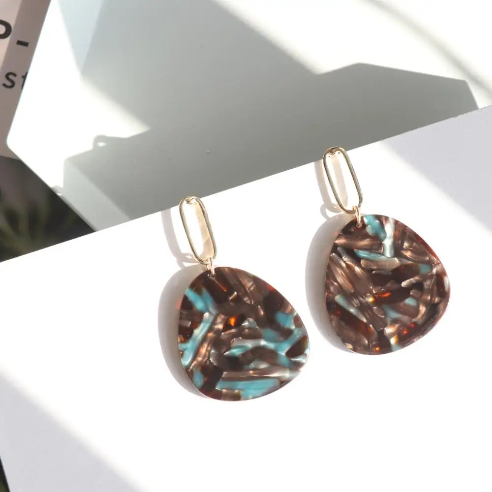 Новые Круглые длинные серьги из ацетата и смолы геометрические в форме капли