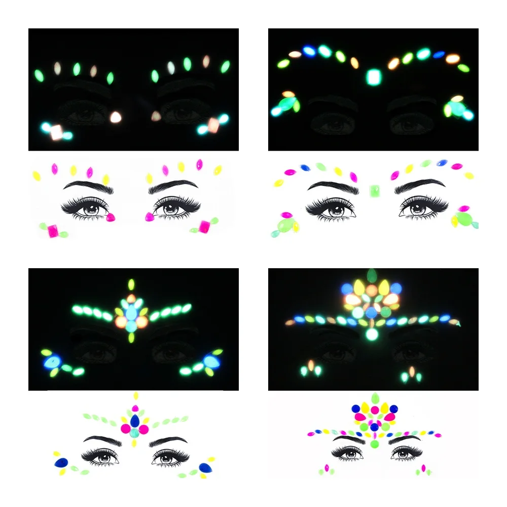 Временная татуировка с цветами светящиеся наклейки стразы блестящие украшения