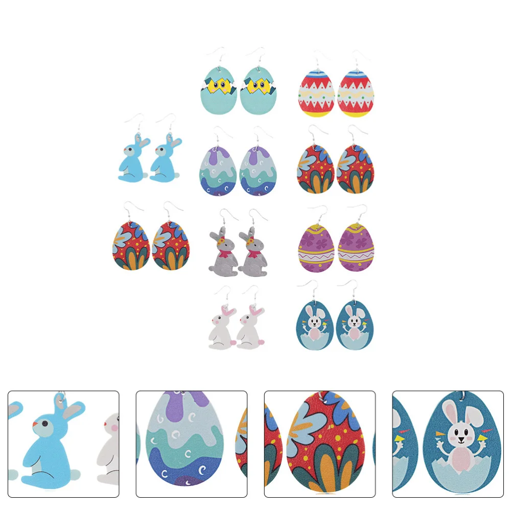 

10 Pairs Fashionable Earrings Easter Decorative Earring for Woman (Mixed Style)