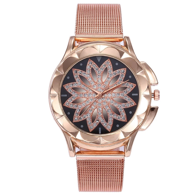 Fashion Alloy Mesh Strap Watch Creative Flower Shape Simple Three-Hand Quartz Watches | Наручные часы