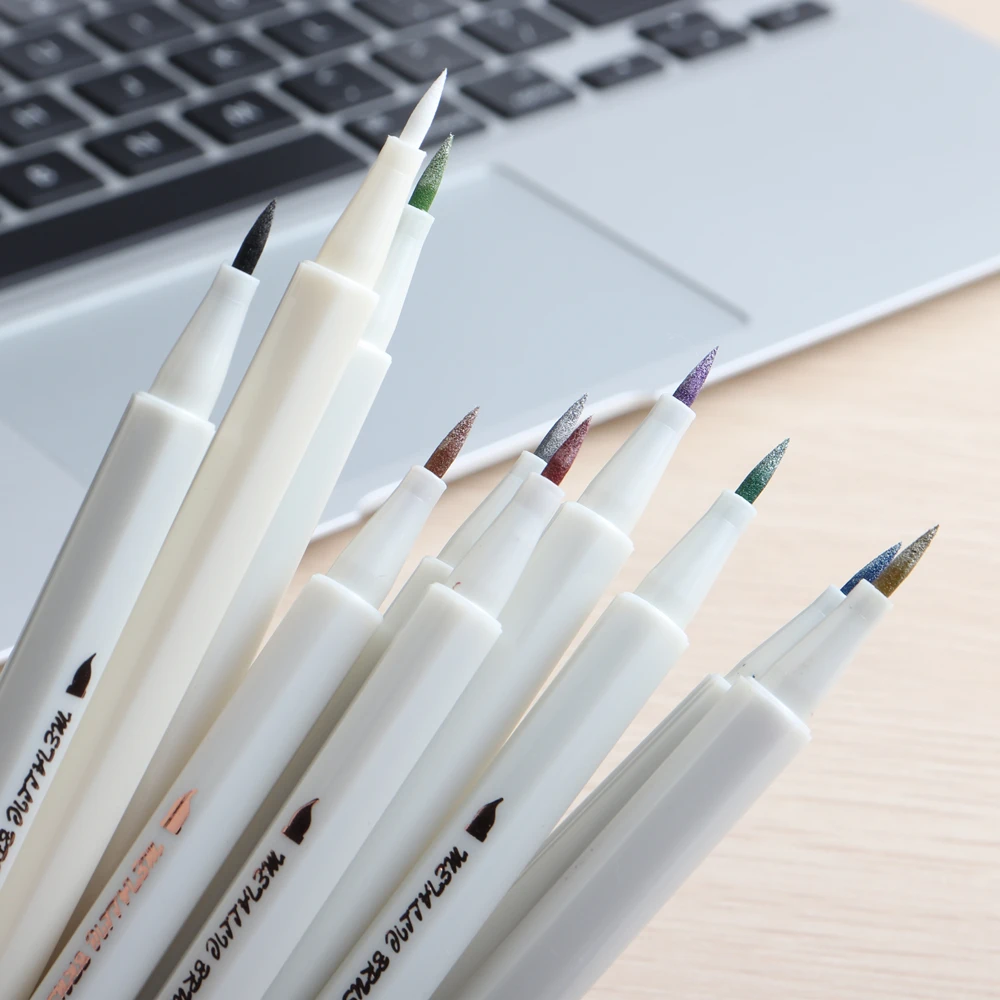 Промоакция маркер для рисования ручки ручка металлического цвета черной бумаги