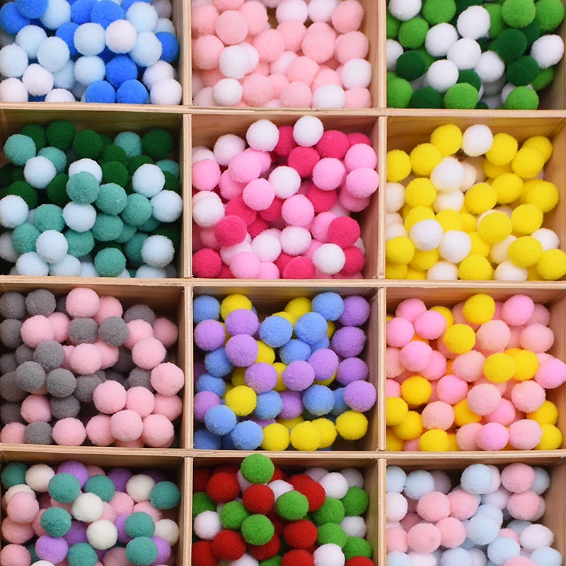 100pcs Mixed Pompoms Ball 15mm 20mm 25mm Colorful Fluffy Soft Pompones Plush Ball For DIY Crafts Garment Decor Sewing Accessorie