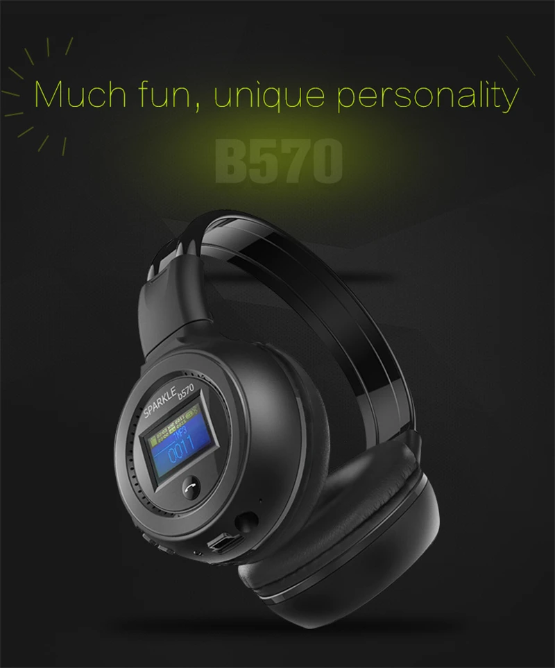 Bluetooth-наушники ZEALOT B570 складные Hi-Fi с ЖК-дисплеем | Электроника