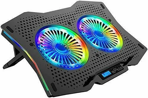 

Full RGB Lights Laptop Cooling Cooler Pad 2 Turbine Fans for 15.6-17.3