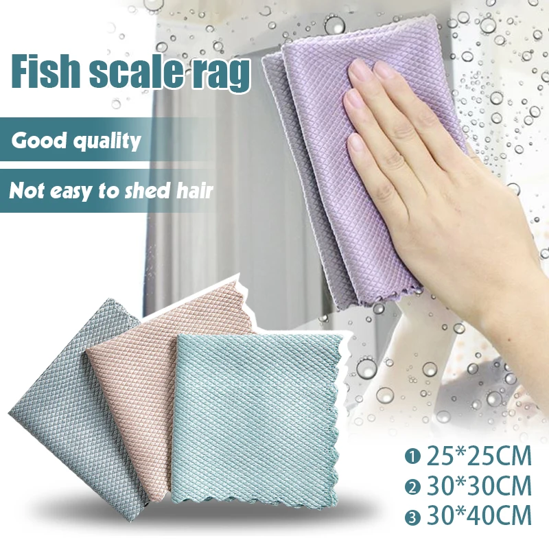 5Pcs Reusable NanoScale Streak-Free Cleaning Cloths Kitchen Anti-Grease
Wiping Rags Washing Dish Efficient Fish Scale Wipe Cloth