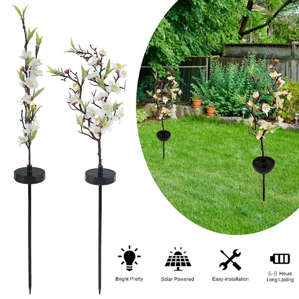 

LED New Solar Lawn Lamp With Simulation Cherry Blossom Lights Waterproof Grade Garden Aisle Outdoor Decoration Solar Light