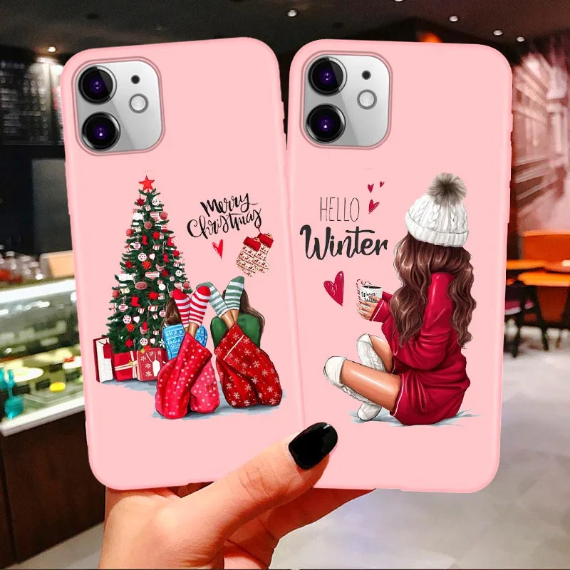 Новогодние подарки Розовый силиконовый чехол конфет для iPhone 12 Pro Max X XS XR SE 7 8 Plus