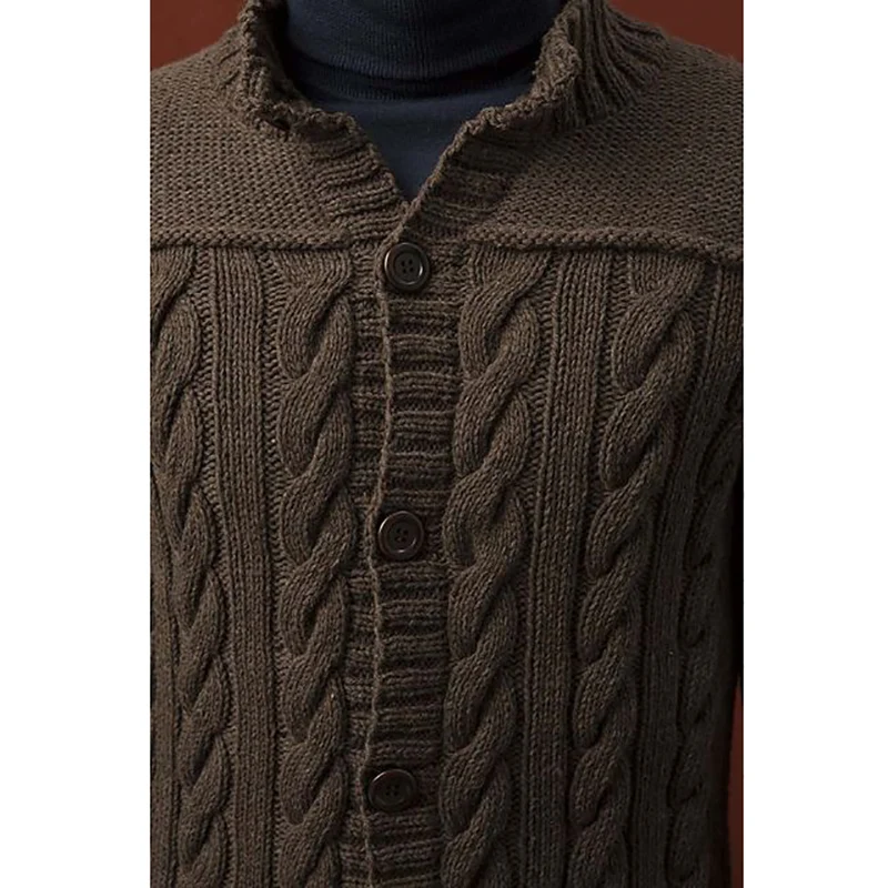 Зимний мужской свитер кардиган Повседневный мягкий удобный коричневый Толстый