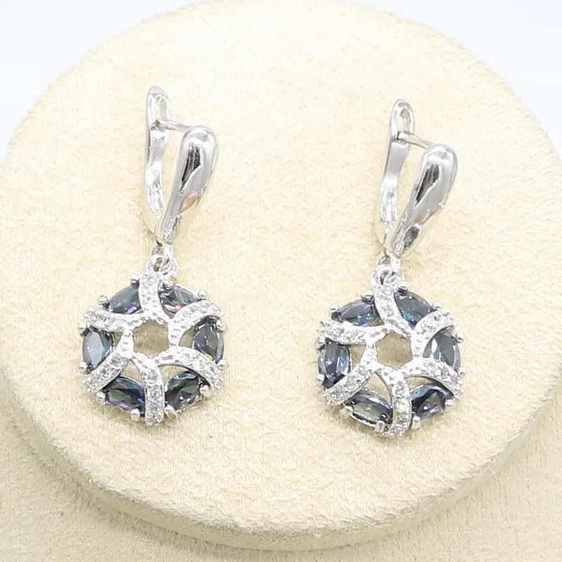 Набор украшений для женщин набор из разноцветного циркония серебряного цвета |