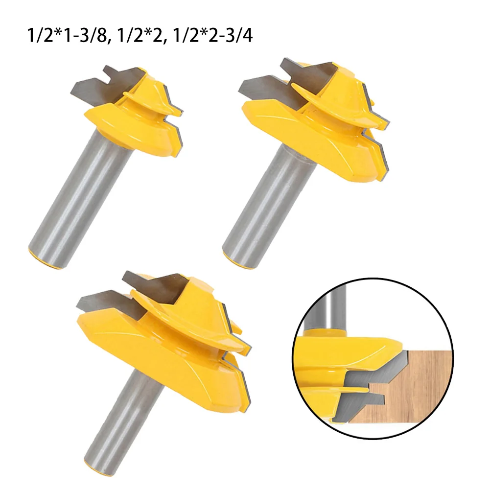 

3PCS 45Lock Miter Router Bit 1/2'' Shank Milling Cutter Engraving Machine Tool Milling Cutters 3*Woodworking Cutter