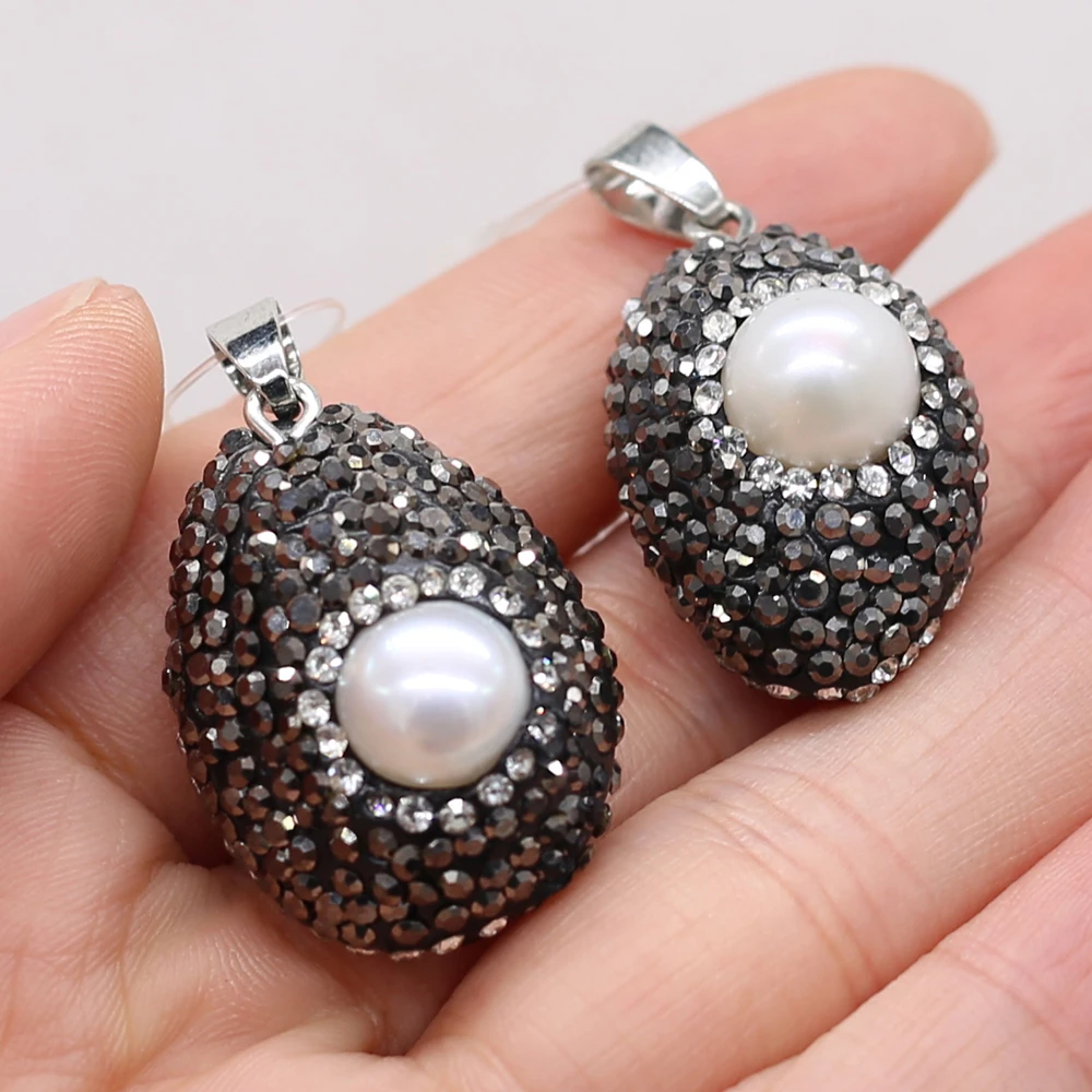 

New Natural Stone Gem Drop-shaped Pearl Diamond Pendant Handmade Crafts DIY Necklace Jewelry Accessories Gift Making for Woman