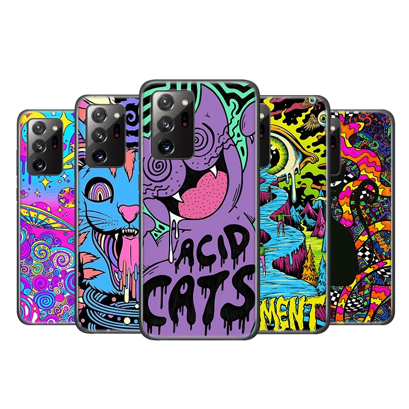 

Colourful Psychedelic Trippy Art Phone Case For Samsung S21 S20 FE Ultra Lite S10 5G S10E S9 S8 S7 S6 Edge Plus Black Soft Cover