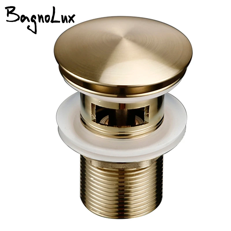 Bagnolux Роскошная кисть, золотой Латунный Слив для раковины в ванной комнате, Круглый выдвижной Слив для раковины с защитой от загрязнений и коррозии - изображение