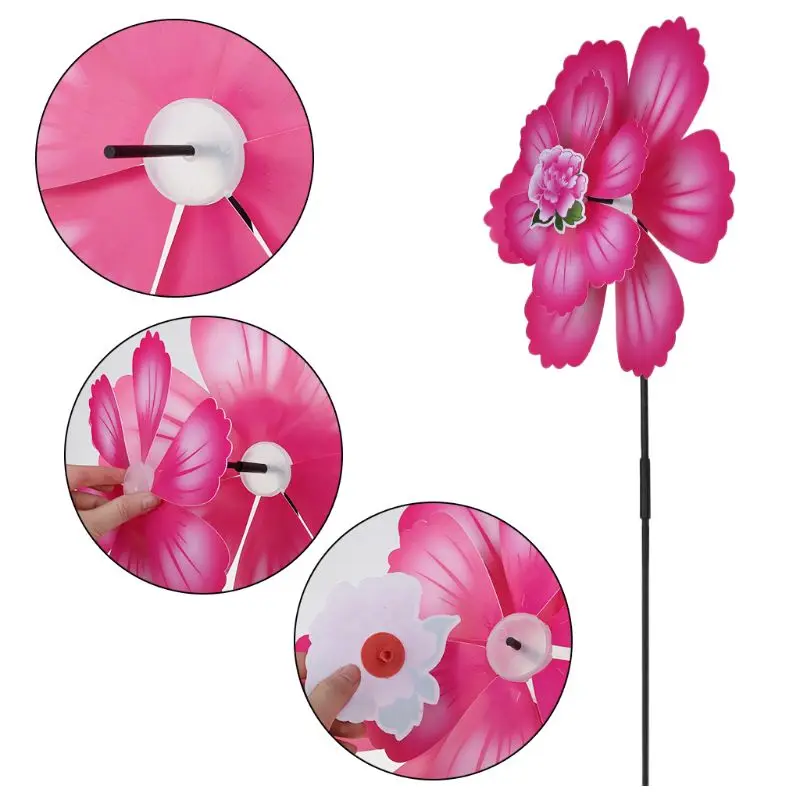 

85DE Wind Spinner Two Layers Colorful Flower Pinwheel Windmill Kids Children Toys Garden Party Decoration Gifts Handmade Outdoor