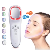 led cold hot face care device ultrasonic cryotherapy facial vibration massager 7 color light skin care home spa facial care tool