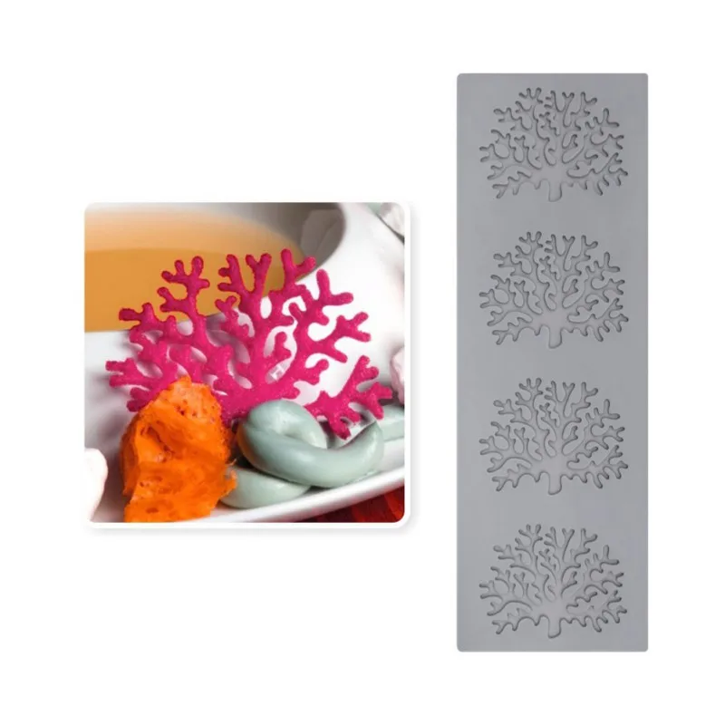 

New Silicone Fondant Mold Candy Mould Cupcake Topper 3D Tree Leaves Coral Cake Decorate Chocolate Sugarcraft Baking Mould