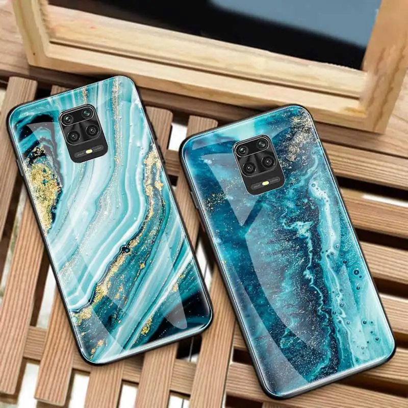 colorfull marble Tempered Glass Phone Case For Xiaomi Redmi Note 9 10 Pro 9S 9T 9A 9C 8T 8 8A 7 K30 K40 Pro Cover Coque Fundas