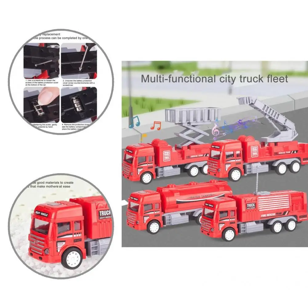 

Durable Electric Slide Inertia Water Tank Truck Interactive Aerial Ladder Truck Toys Plastic Anti-collision