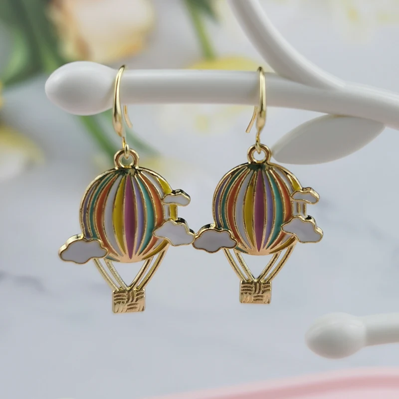 10pcs romantic alloy hot air balloon enamel charms pendant diy bracelet earring finding fit jewelry accessories phone case decor free global shipping