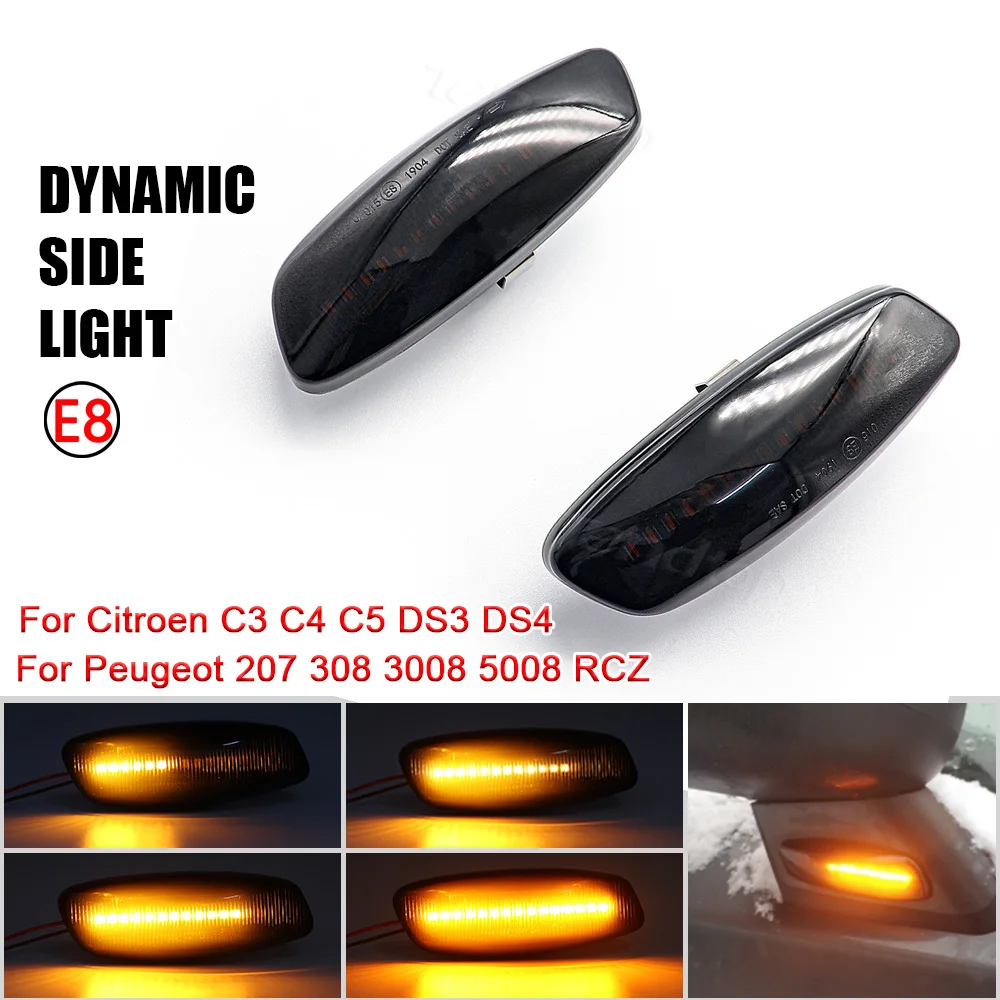 

Для Citroen C3 C4 C5 DS3 DS4 для Peugeot 207 308 3008 5008 RCZ Dynamic светодиодные, боковые, габаритные фонари указатель поворота