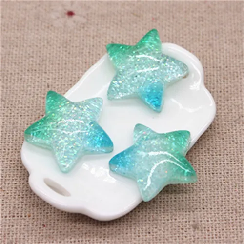 5star 20pcs 20 шт новые смолы блеск градиент сердце/звезда/лук/корона/вишня/Seashell Кабошоны украшения Шарм основы для заколок для волос деко - Цвет: 5star 20pcs