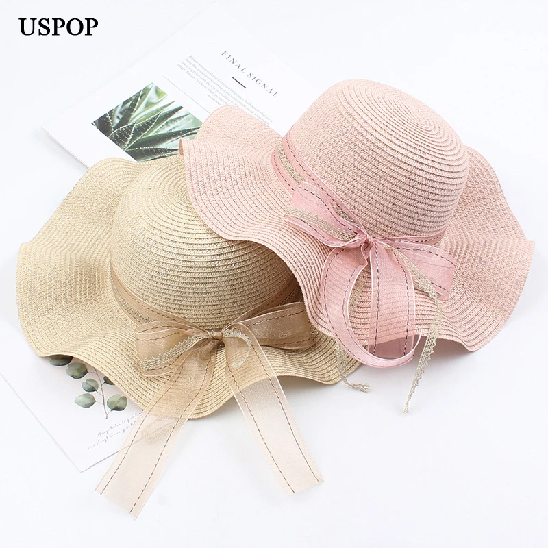 Шляпка от солнца USPOP с широкими полями женская Соломенная пляжная Панама