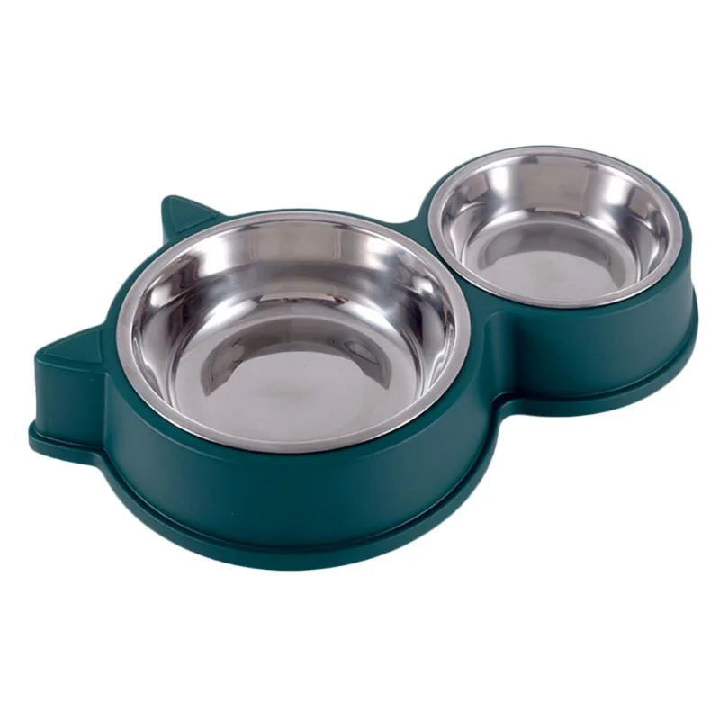 

New Pet Dog Accessories Double Layer Stainless Steel Bowl Washed Food Water Feeder Dish Puppy Kitten Feeding Dropship Top