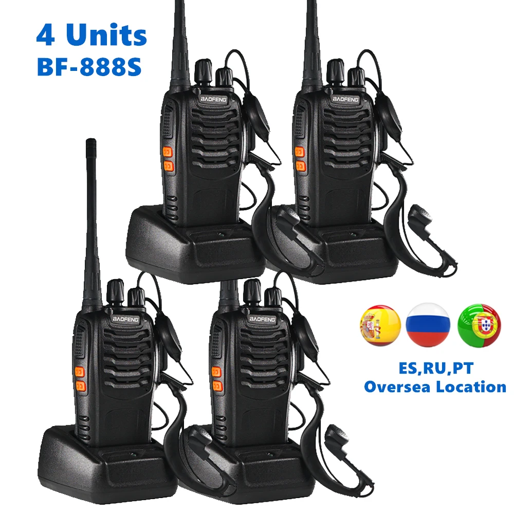 4 шт. Baofeng BF 888S иди и болтай Walkie Talkie UHF 5 Вт 400 470 МГц Ручной двухстороннее радио hf FM