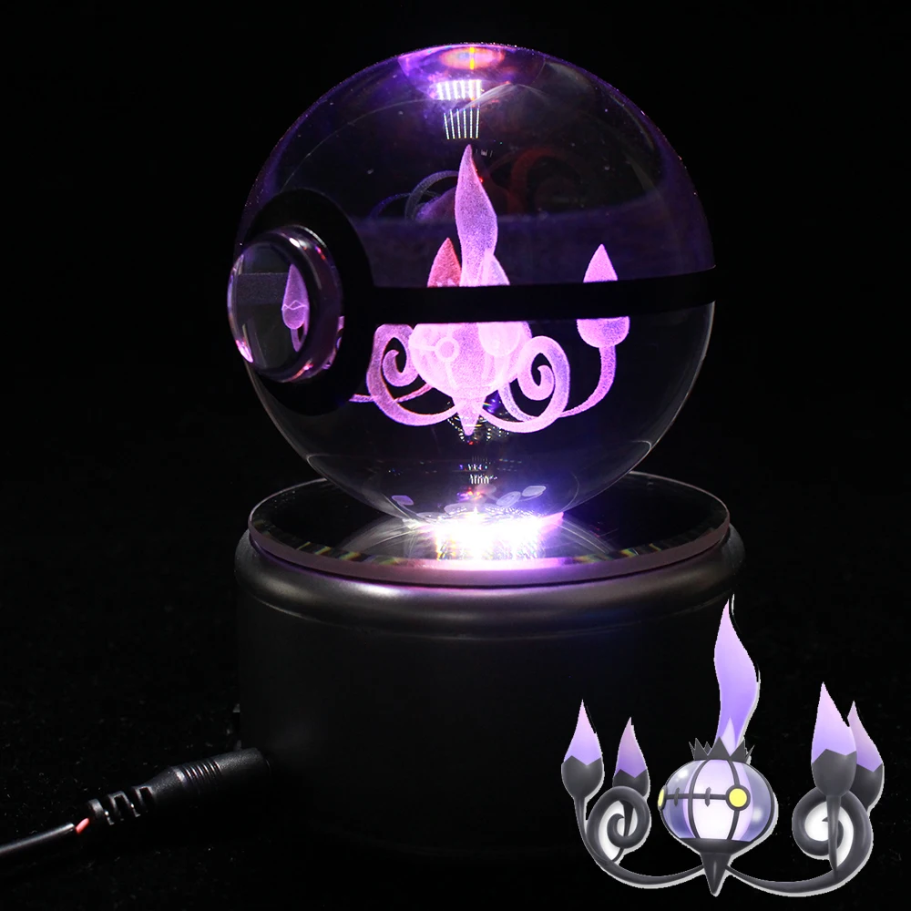 Дропшиппинг Chandelure Покемон дизайн светодиодный Кристалл 3D Pokeball шар Ночной светильник Настольная лампа