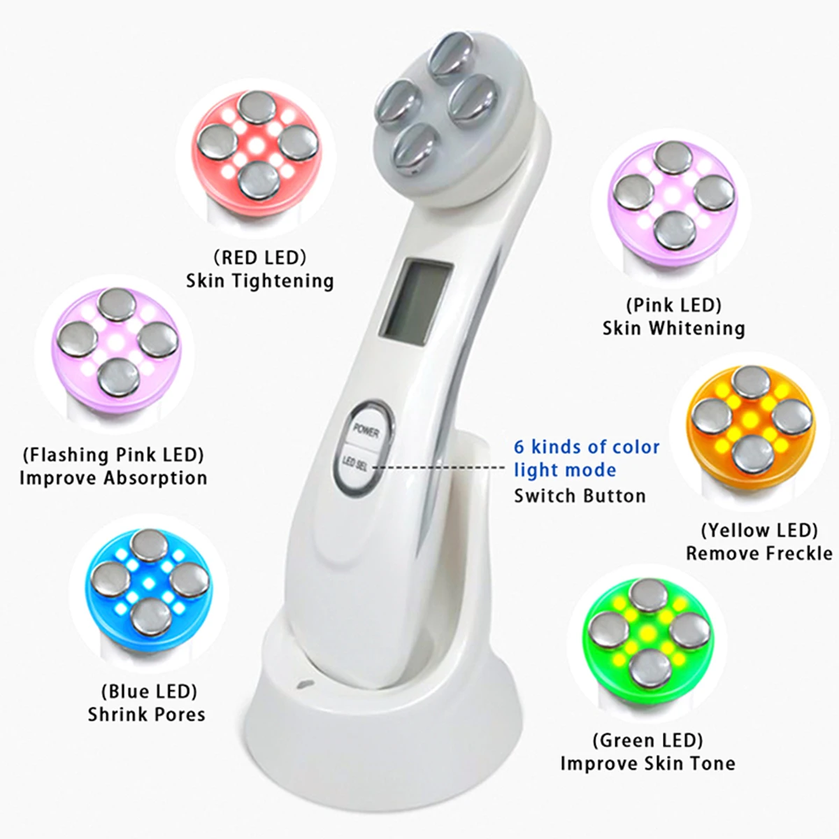Электропорация радиочастотный светодиодный фотонный прибор для омоложения кожи