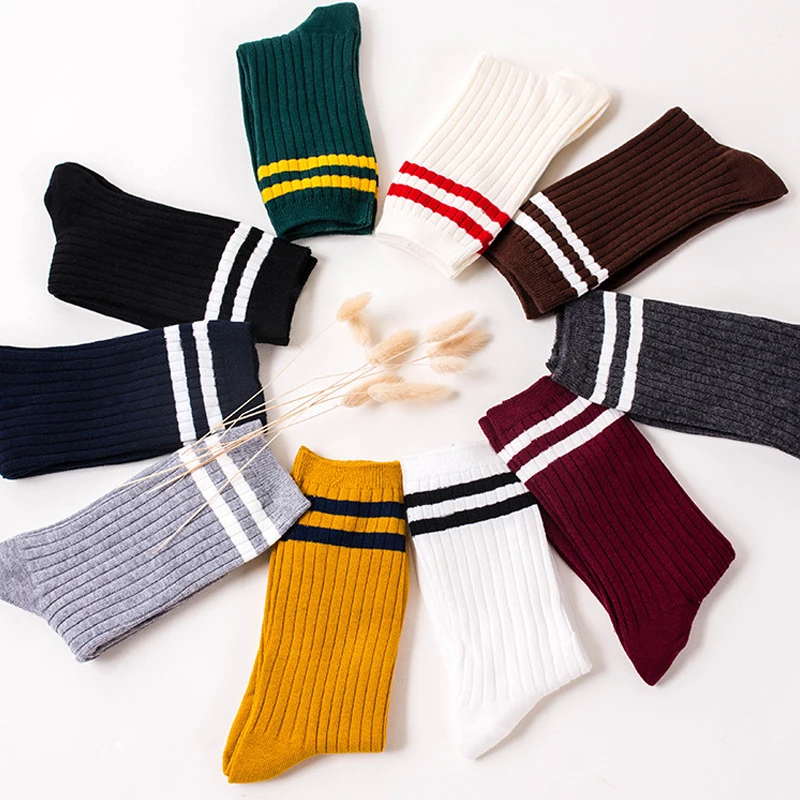 

New Spring Cotton Funny Socks Ladies Cartoon Cute Socks Long Stripe Harajuku Female Socks Ladies Thick White Sweat-Absorbent