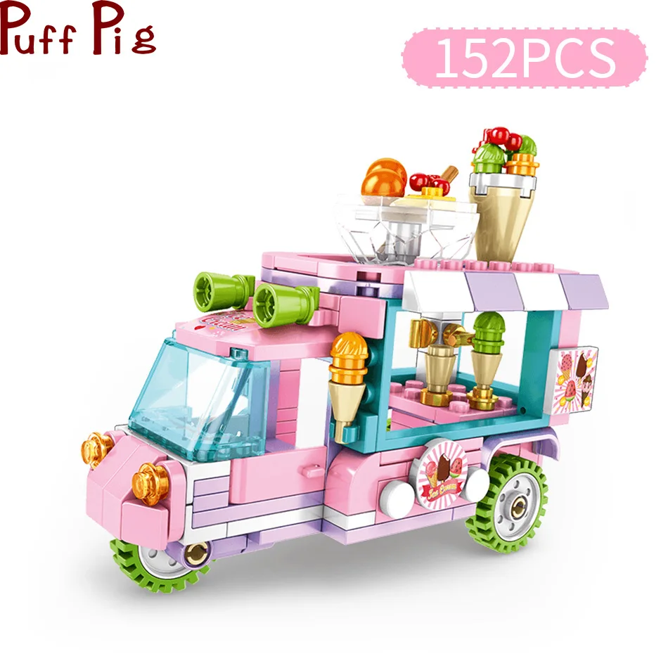 

542PCS Candy Ice Cream Shop Ly Architecture Creator Building Blocks Bricks Set Educational Children Toys for Kids Gift