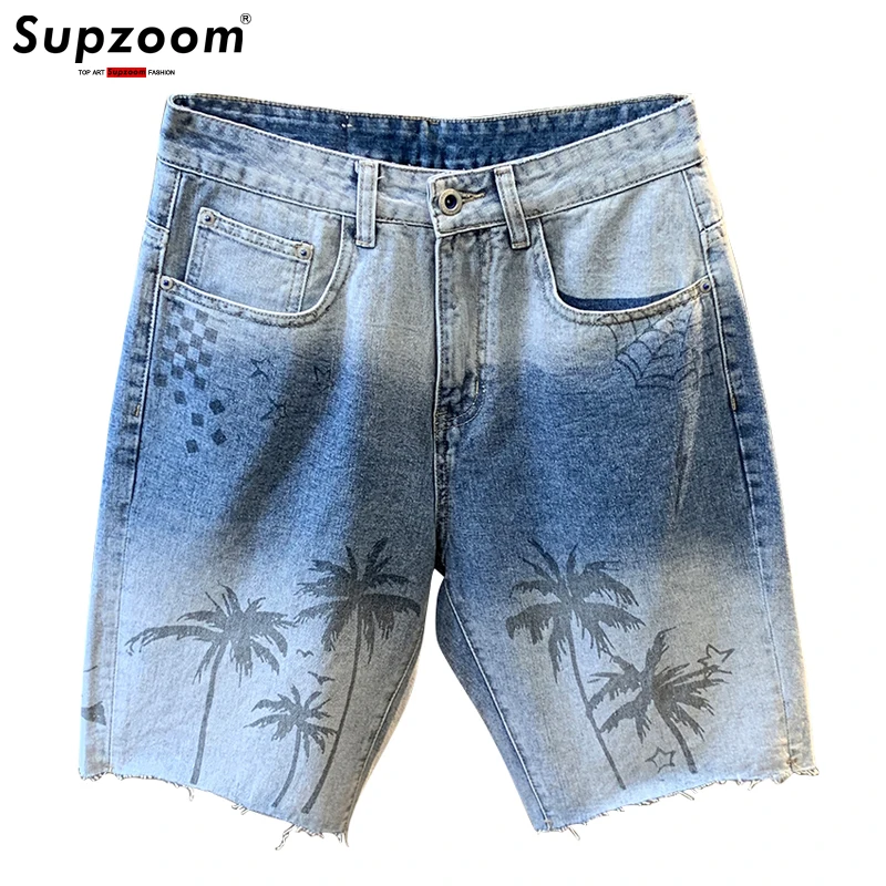 Supzoom New Arrival Hip Hop men Jeans Ins Fashion Gradient Printed Rough Denim Shorts Loose Casual Summer Trend Quarter Pants