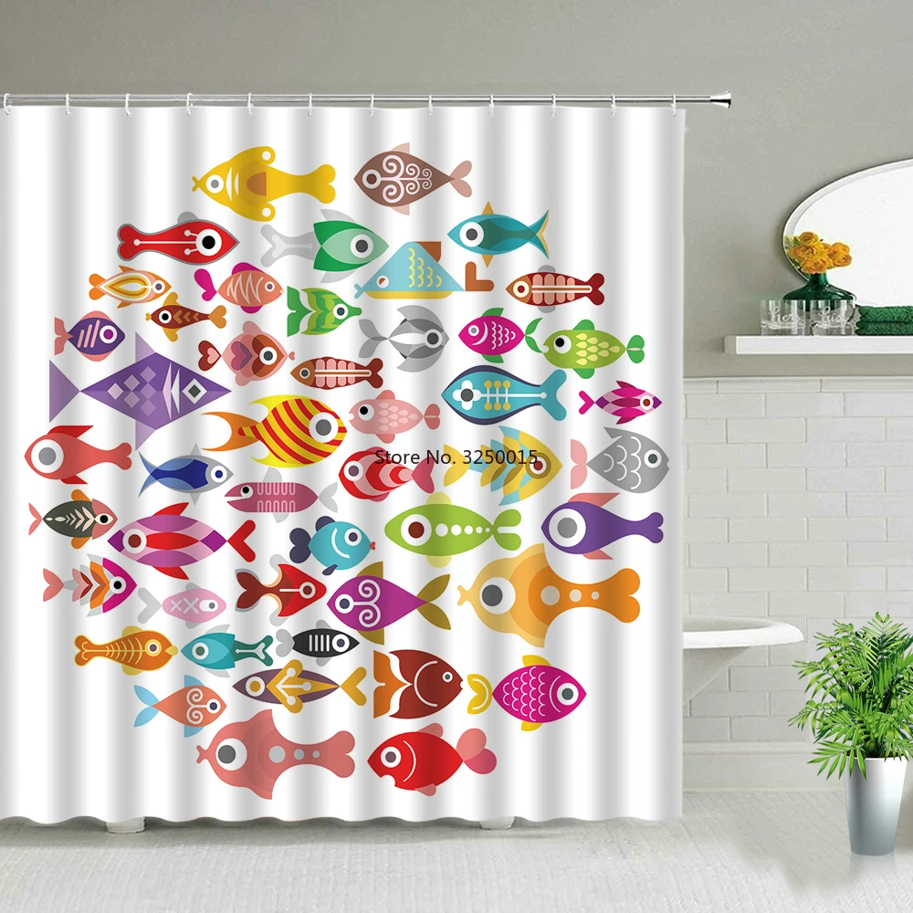 Цветные занавески для душа с изображением рыб акул океан жизнь детей ванной