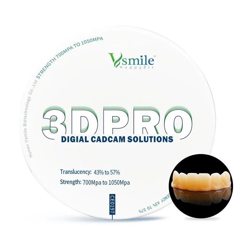 98mm Dental 3DPro Multilayer Zirconia Block For Anterior Posterior Crown Bridge Translucency 43% To 57%  With Open CADCAM System