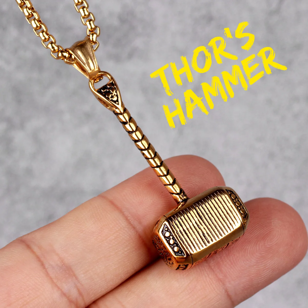 Мужской золотой Молот Тора Длинная модель панк хип-хоп для мальчиков мужские