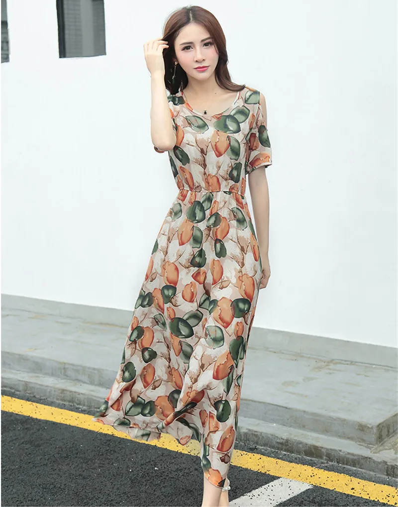 Пляжное платье Boho 2020 летнее женское элегантное макси с коротким рукавом длинное