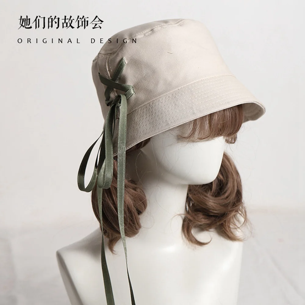 

Cute Lolita Bucket Hat Spring Summer Lace up Ribbon Sun Hat