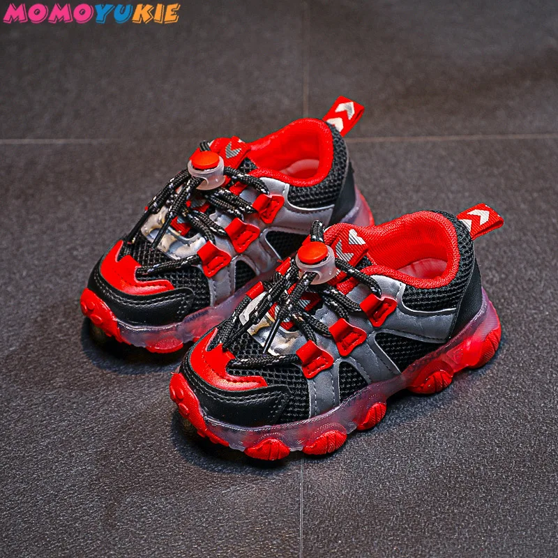 Zapatos brillantes de talla 21-30 para beb&eacute;s, zapatillas transpirables Led para ni&ntilde;os, zapatillas brillantes con suela luminosa-5