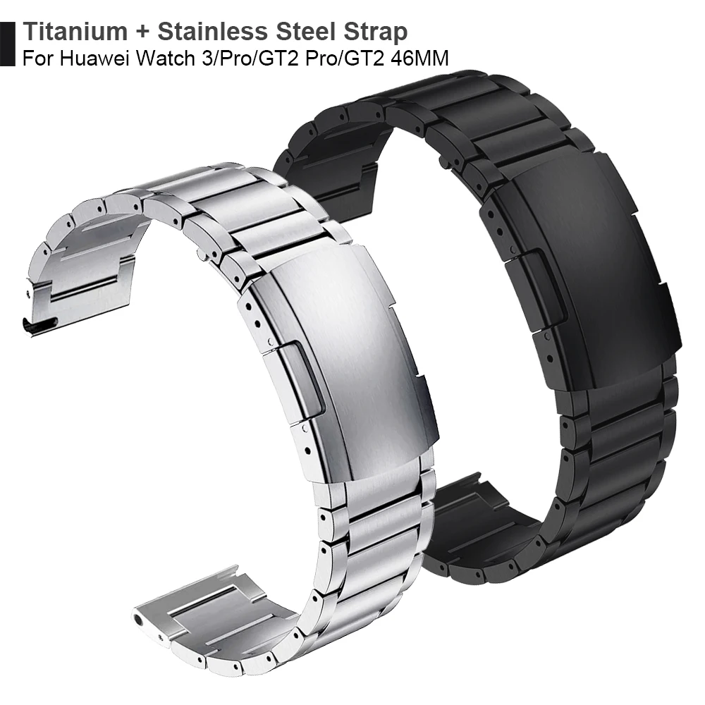 

Ремешок из титана и стали с застежкой для Huawei Watch 3 Band GT 2 Pro GT2, браслет для часов HONOR magicwatch 2 46 мм GS Pro, браслет на запястье